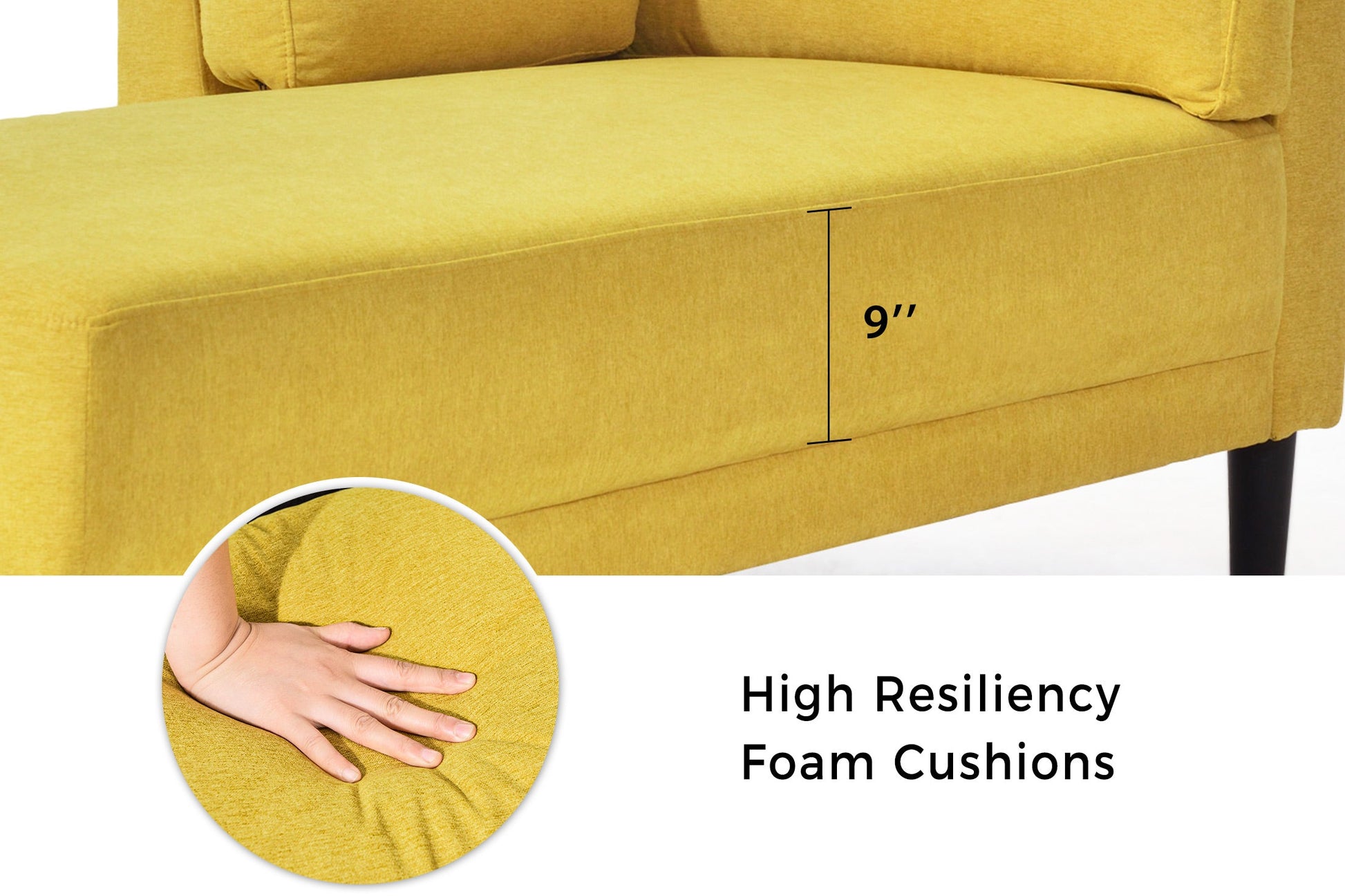 65" Mid-Century Modern Fabric Corner Lounge Chair Upholstered Indoor Chaise Lounge for Bedroom eprolo