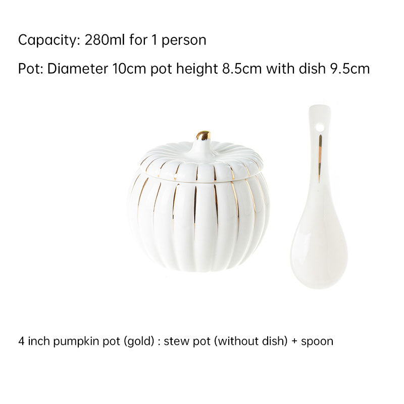 Creative Ceramic Pumpkin Cup, Steamed Egg Cup, Stewed Pot with Cover, Pure White Mini Bird's Nest Cup, Soup Cup eprolo