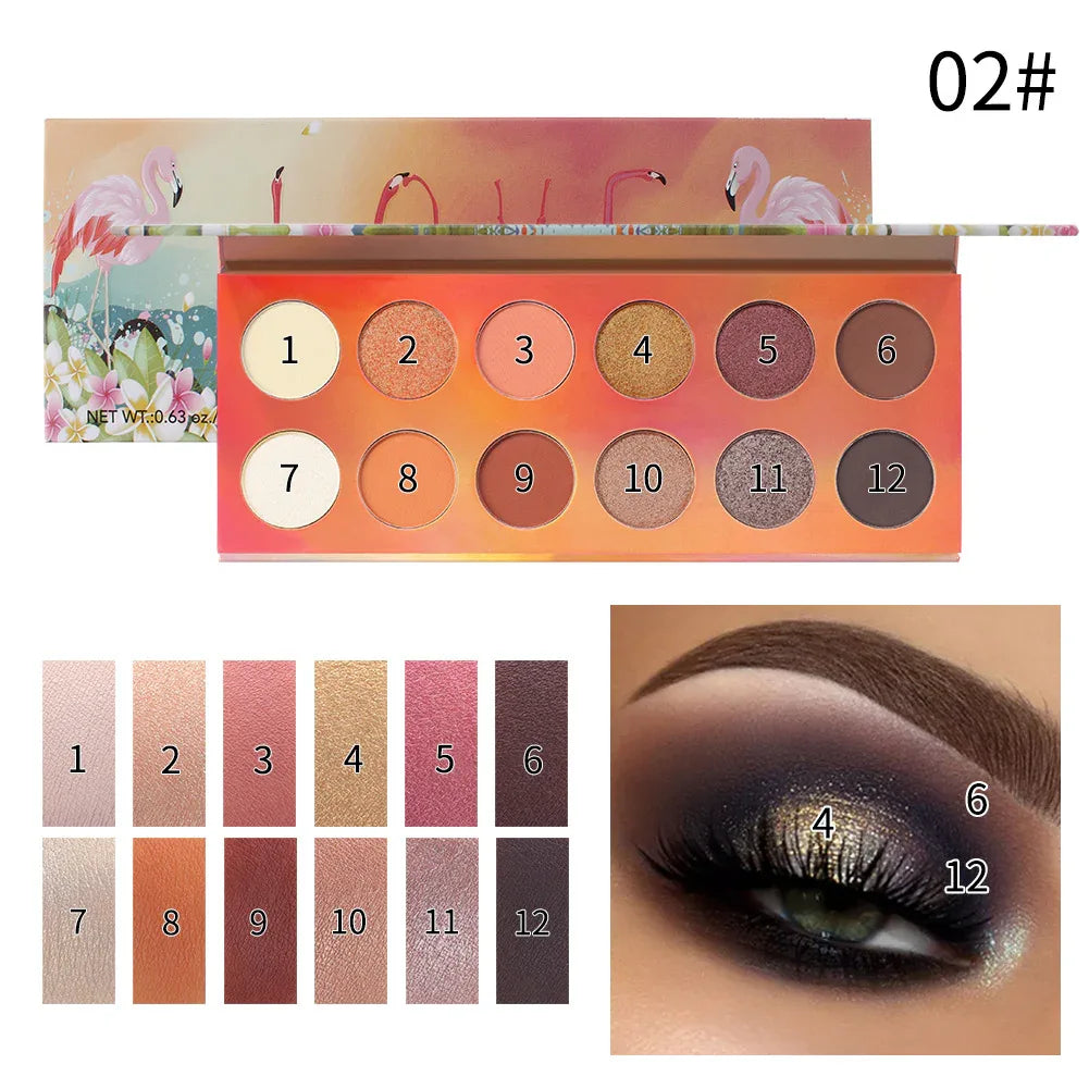 Romantic Beauty 12 Color Dazzle Eye Shadow Plate Pearlescent Matte Finish Eye Shadow Makeup - Shello's Creative Boutique
