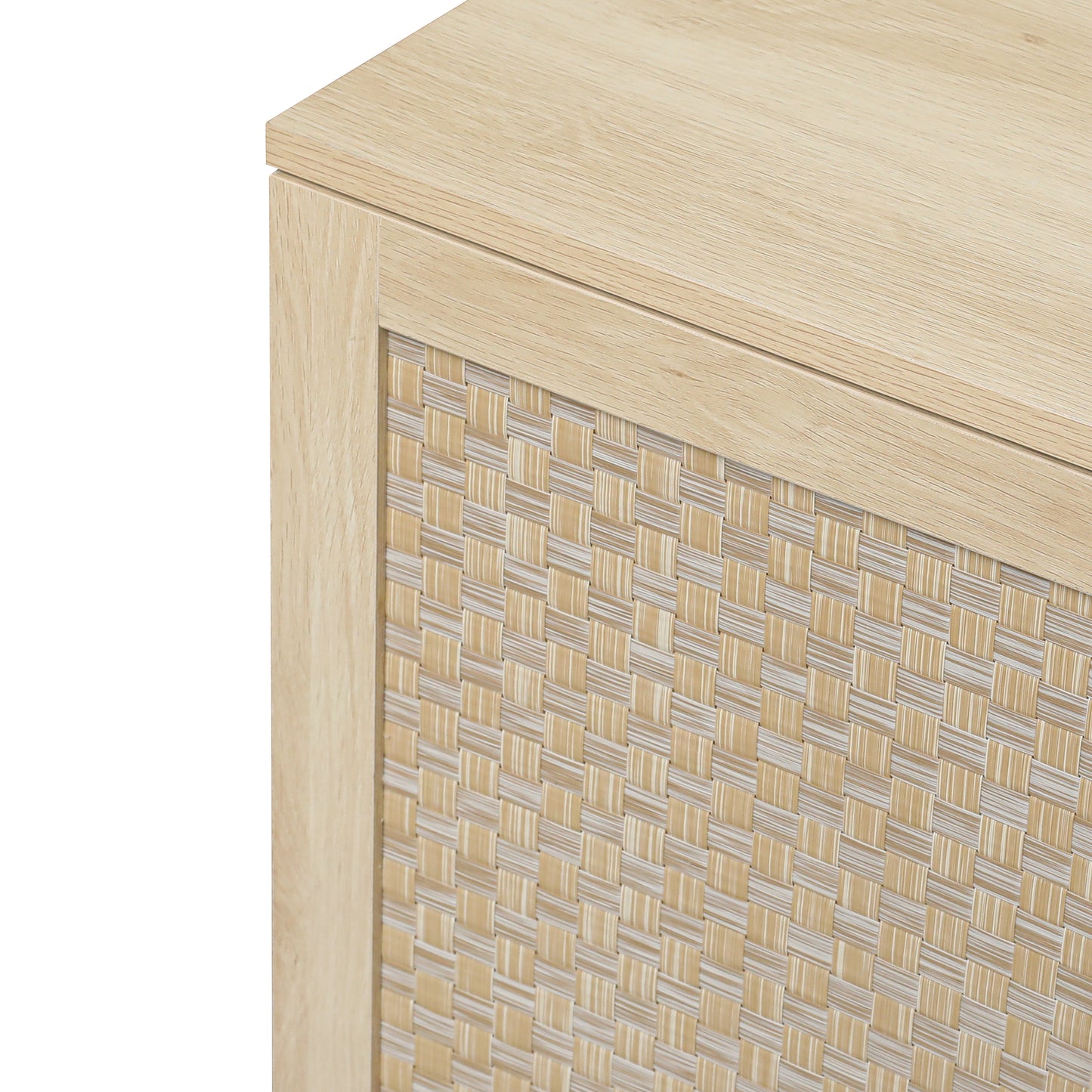 Luxury Rattan 4-Door Storage Cabinet - Large Sideboard Buffet with Elegant Design