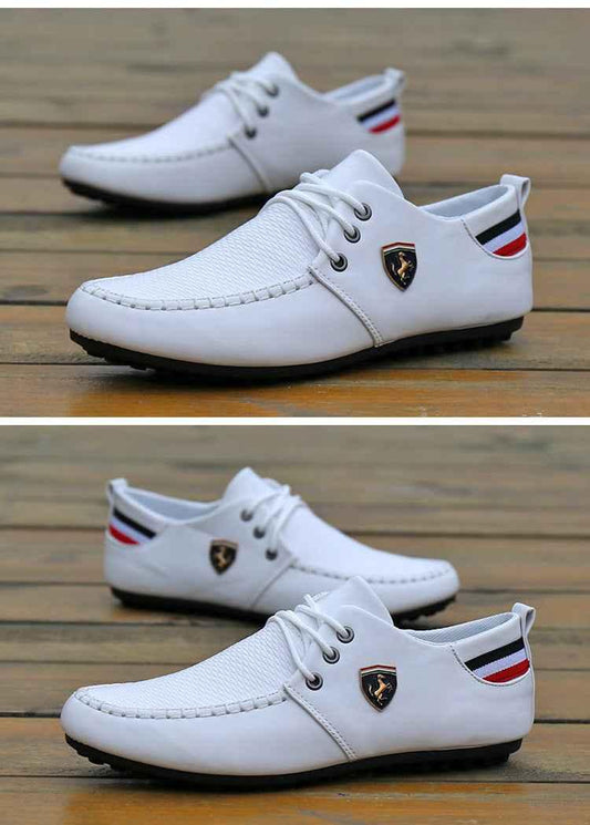 Spring and Autumn Men's Casual Leather Shoes - Trendy White Small Leather Footwear - Shello's Creative Boutique