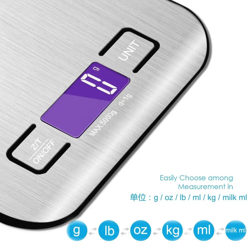 5/10KG Digital Kitchen Scale Stainless Steel Portable Kitchen Food Scale LED Display Electronic Jewelry Baking Weight Scales eprolo