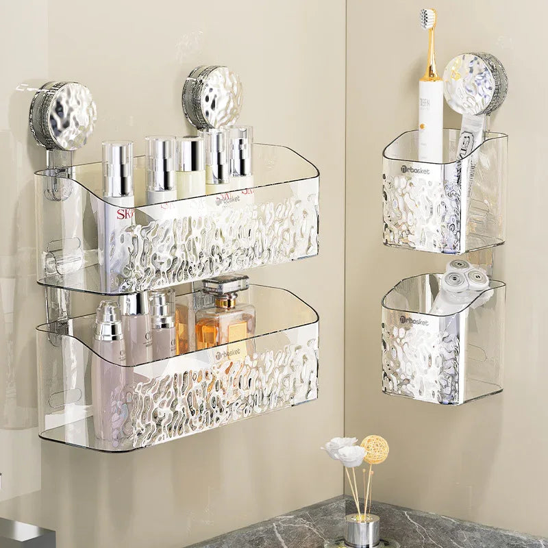 Suction tray rack bathroom shelf no punch hanging basket rack - Shello's Creative Boutique