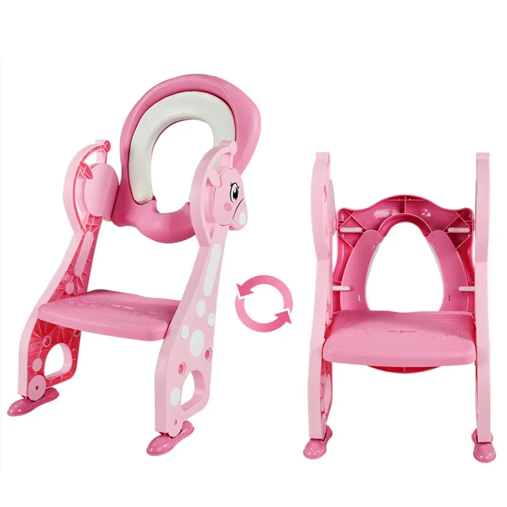 Folding Baby Potty Training Toilet Seat - Adjustable Ladder Chair with Soft Cushion - Shello's Creative Boutique