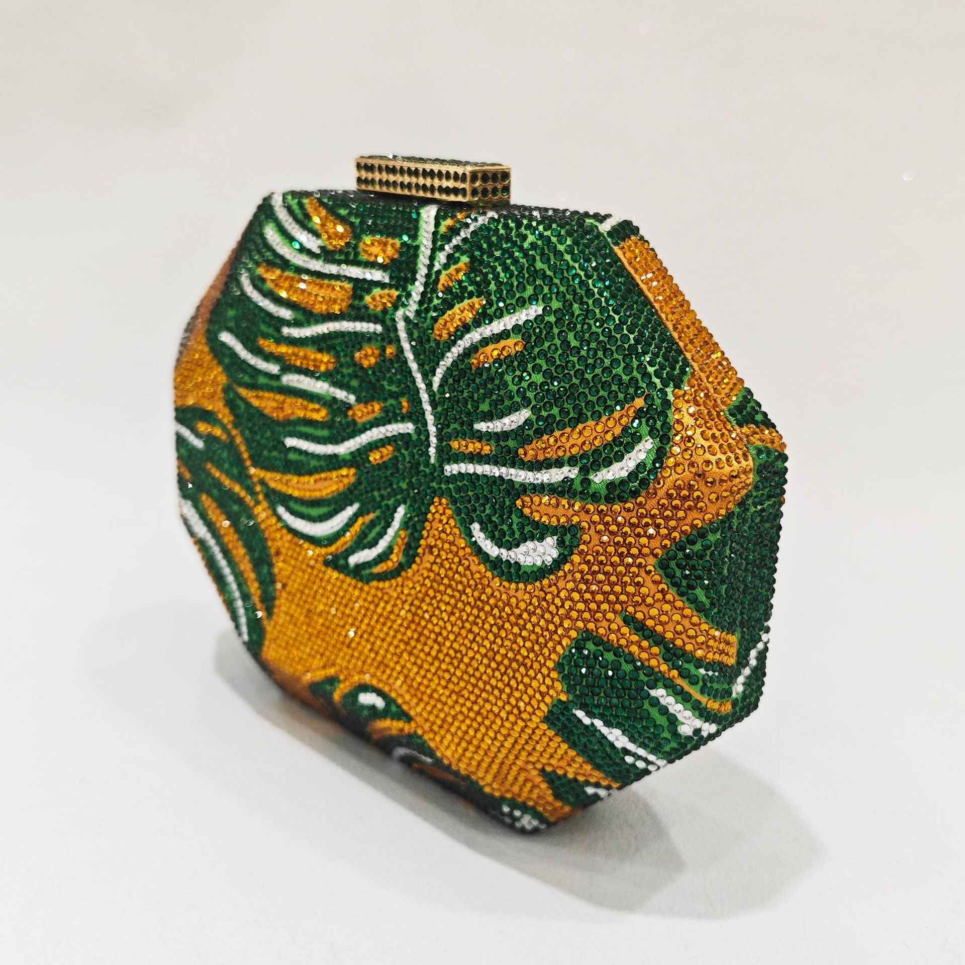 Green Leaf Diamond Handbag - Hot Dinner Handheld Bag with Chain