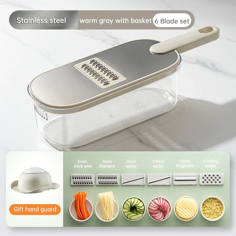 New Multifunction Vegetable Cutter With Basket And Brush Portable Slicer Chopper Kitchen Tools - Shello's Creative Boutique