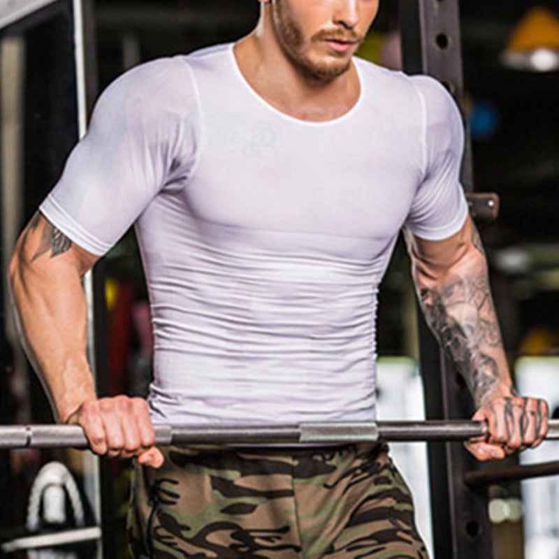 Men's Shapewear T-shirt for Abdomen Control and Belly Trimming Waist Trainer Corset