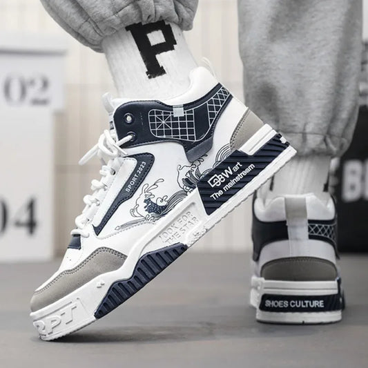 Height increasing white board shoes casual sports high top shoes - Shello's Creative Boutique