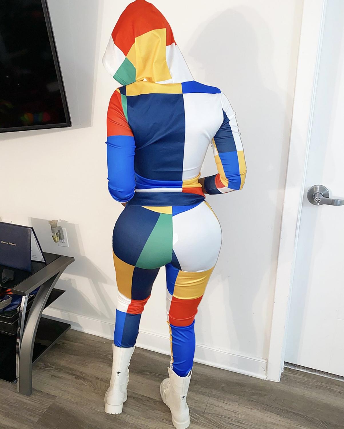 ADFVAT Colorful Plaid Print Two Piece Tracksuit Women Long Sleeve Hooded Top And Fitness Long Pant Casual Sporty Sets ALS165 eprolo