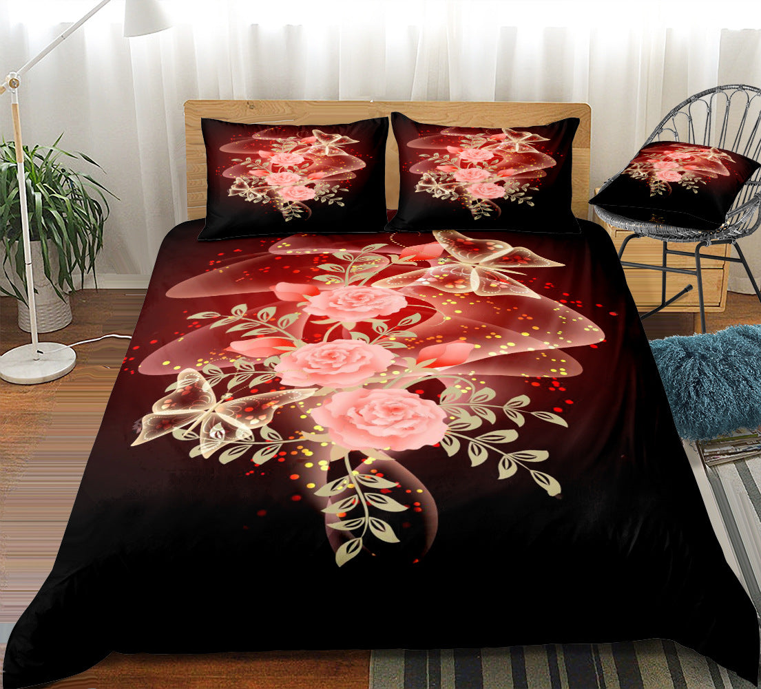 3D Roses Home Textiles Household Supplies Flowers Three-Four-Piece Set eprolo