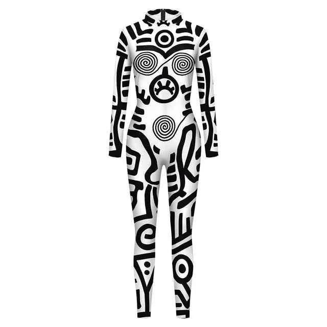 Eprolo Geometry Print Holiday Bodysuit for Women - Perfect Holiday Party Outfit - Shello's Creative Boutique