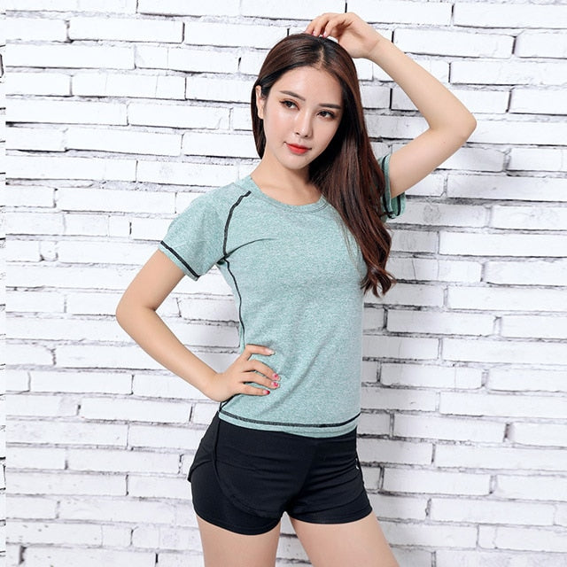 Women Yoga Sport Suit quick Dry Bra Set 5 Piece Female Short-sleeved shorts long pants Outdoor Sportswear Fitness suit eprolo