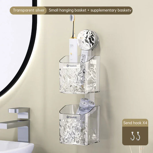 Suction tray rack bathroom shelf no punch hanging basket rack - Shello's Creative Boutique