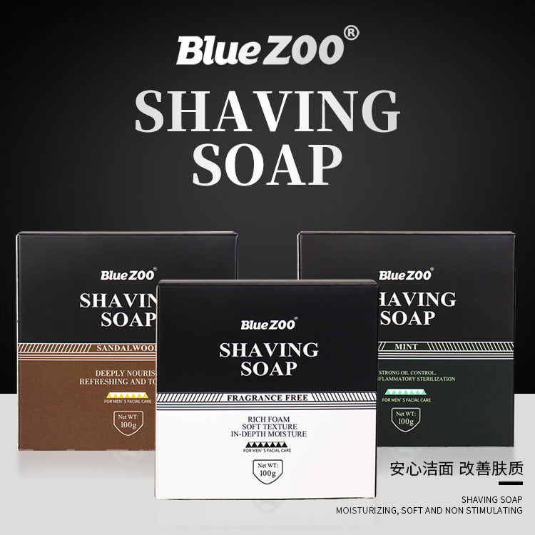 BlueZOO Men's Facial Shave Beard Shaving Foaming Soap Sandalwood Scented Mint eprolo