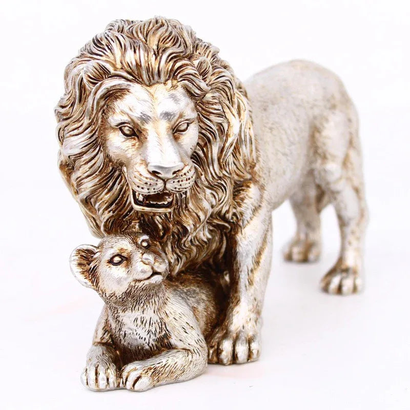 European Lion Resin Crafts Decoration – Majestic Artistry for Your TV Cabinet - Shello's Creative Boutique