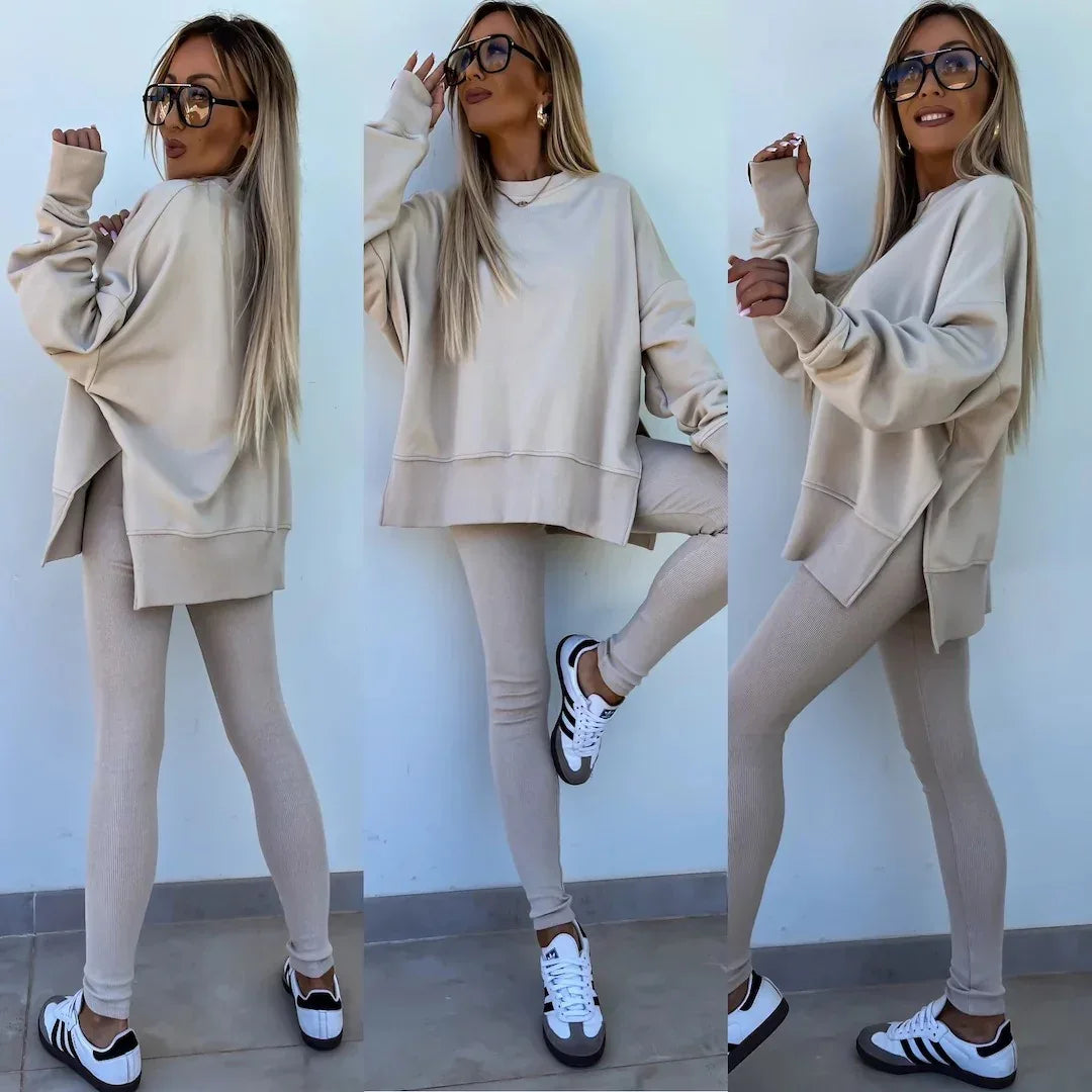 Women's Wear European and American Casual Tight Pants Loose Top Two Piece Set - Shello's Creative Boutique