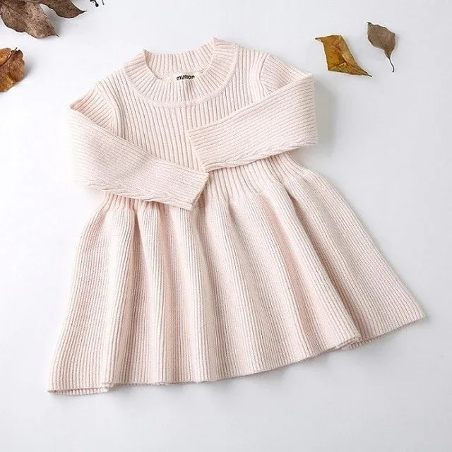 Baby Dresses For Girls Autumn Winter Long Sleeved Knit princess dress Lotus Leaf Collar Pocket Doll Dress Girls Baby Clothing - Shello's Creative Boutique