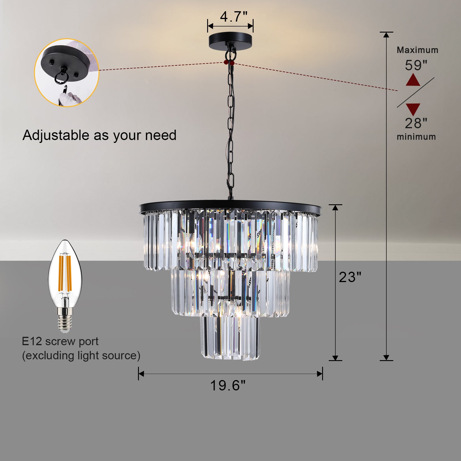 Black Luxury Crystal Chandelier Modern Chandeliers Lights Fixture Hanging Pendant Light Fixture for Dining Room Bedroom eprolo