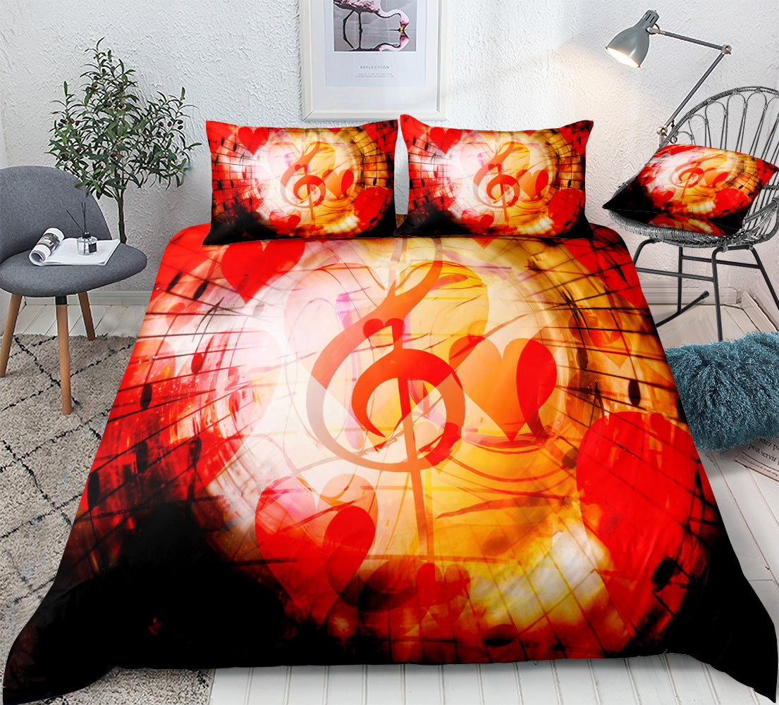 3D Note Home Textiles Three Piece Sheet Pillow Cover Quilt Cover eprolo