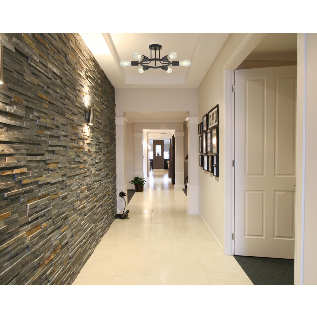 6 Light Modern Sputnik Lights Semi Flush Mount Ceiling Light Black Finished eprolo