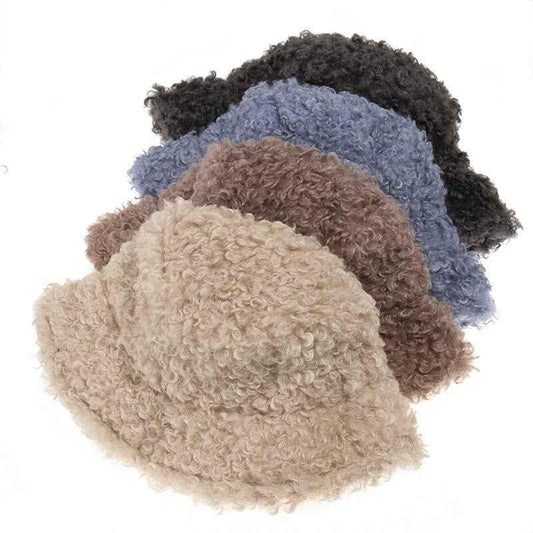 Women's Faux Fur Bucket Hat - Warm Fluffy Winter Hat for Outdoor & Casual Wear - Shello's Creative Boutique