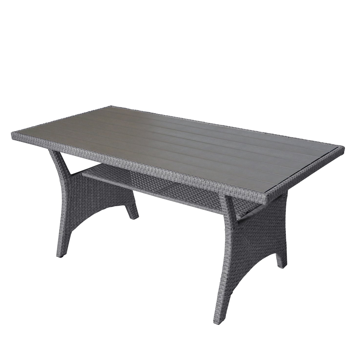 TOPMAX 6-piece outdoor rattan wicker set chair, stool, and table (gray rattan+gray mat) eprolo