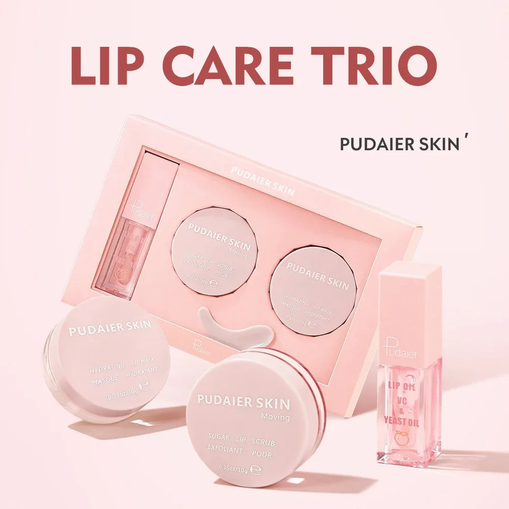 Pudaier Lip Care Set Exfoliating Lip Scrub Moisturizing Lip Mask Lip Oil Lipstick - Shello's Creative Boutique