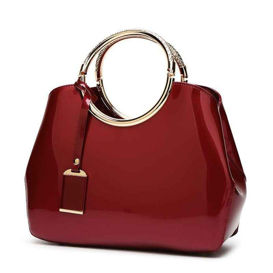 One-Shoulder Wedding Shiny Patent Leather Crossbody Handbag