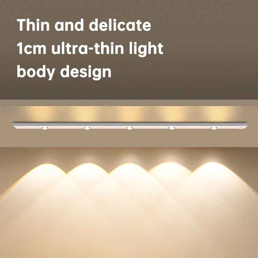 Intelligent LED Human Body Sensing Light Ultra-Thin Rechargeable Self-Adhesive Cat's Eye Hill Light Strip for Wardrobe and Wine Cabin
