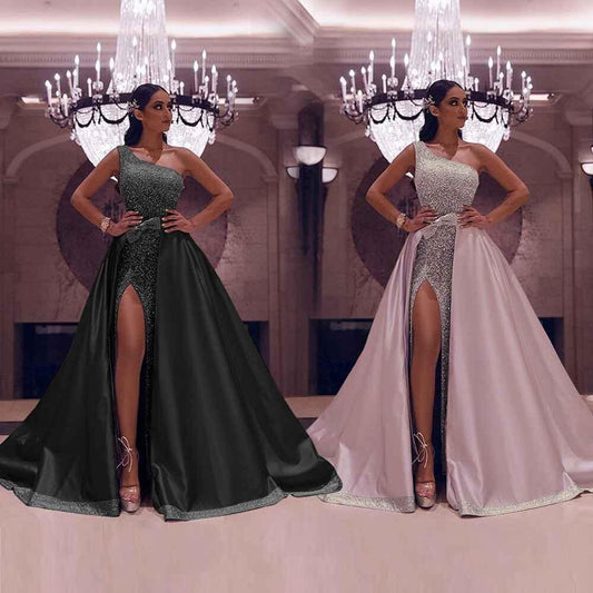 Elegant Floor-Length Evening Dress - High Waist Party Gown for Women - Shello's Creative Boutique