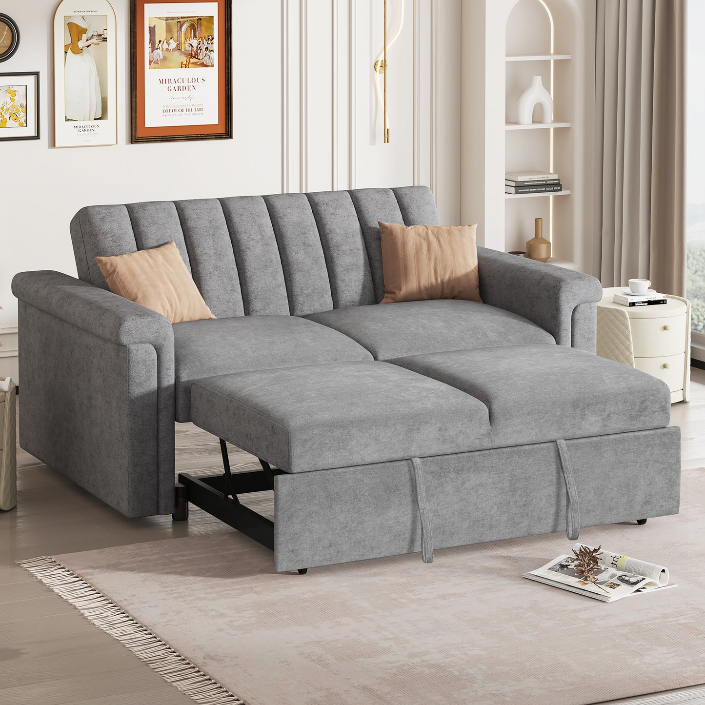 U_STYLE Convertible Soft Cushion Sofa Pull Bed ,for Two People to Sit On eprolo