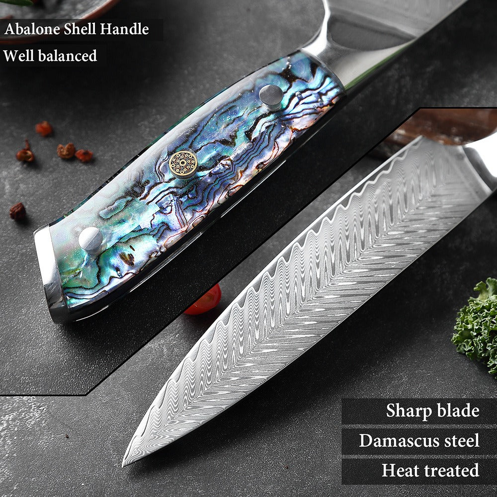 XITUO Damascus Steel Chef Knife Set Fine1-5 PCS Kitchen Knives Abalone shell handle Santoku knife eprolo