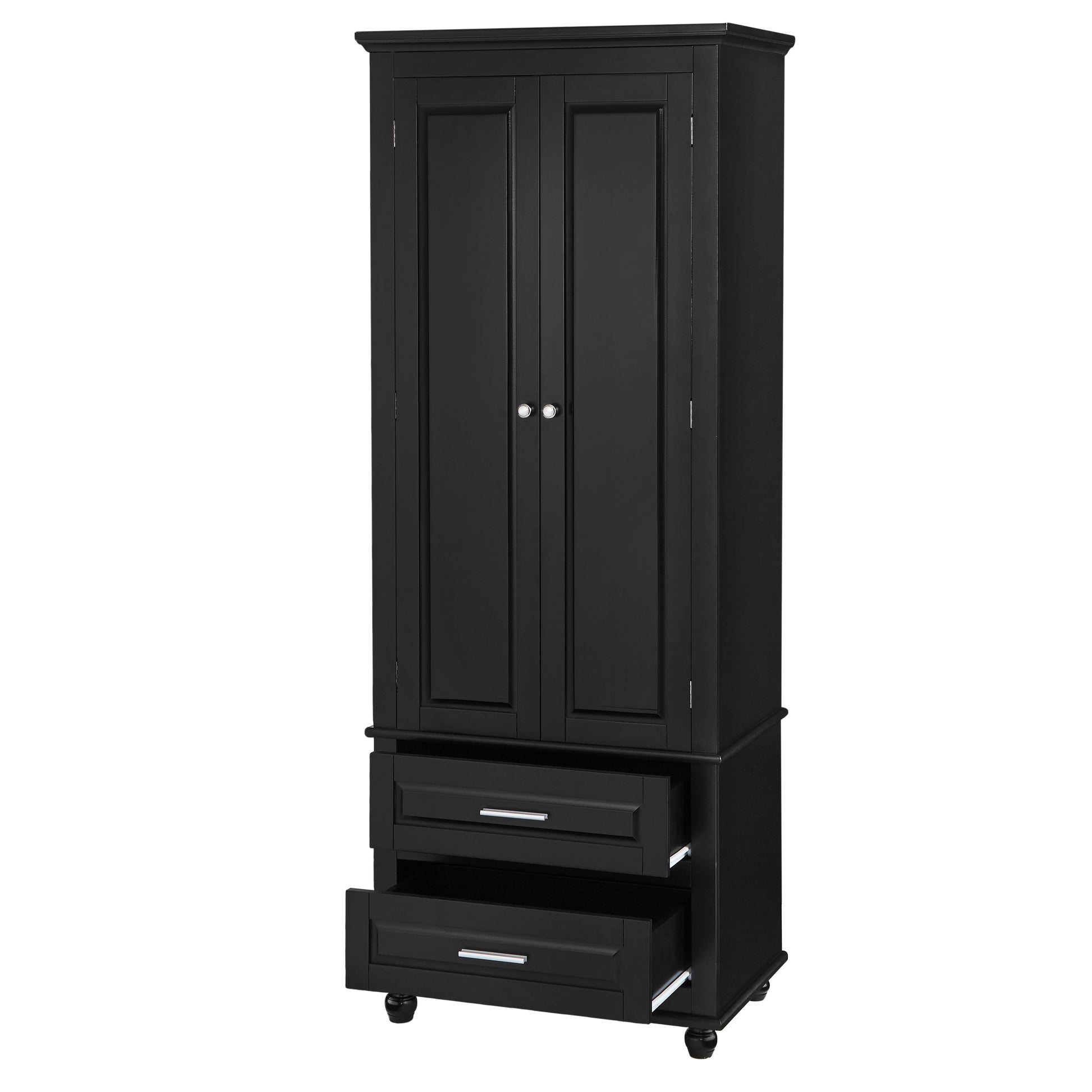 Tall Storage Cabinet with Two Drawers for Bathroom/Office, Black eprolo