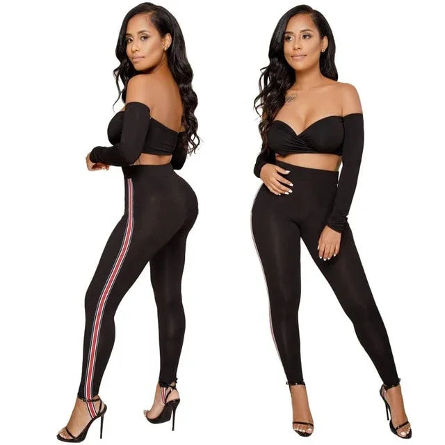 Sexy Two-Piece Set: Short Tube Tops and Pencil Pants Plus Size Women Tracksuit - Shello's Creative Boutique