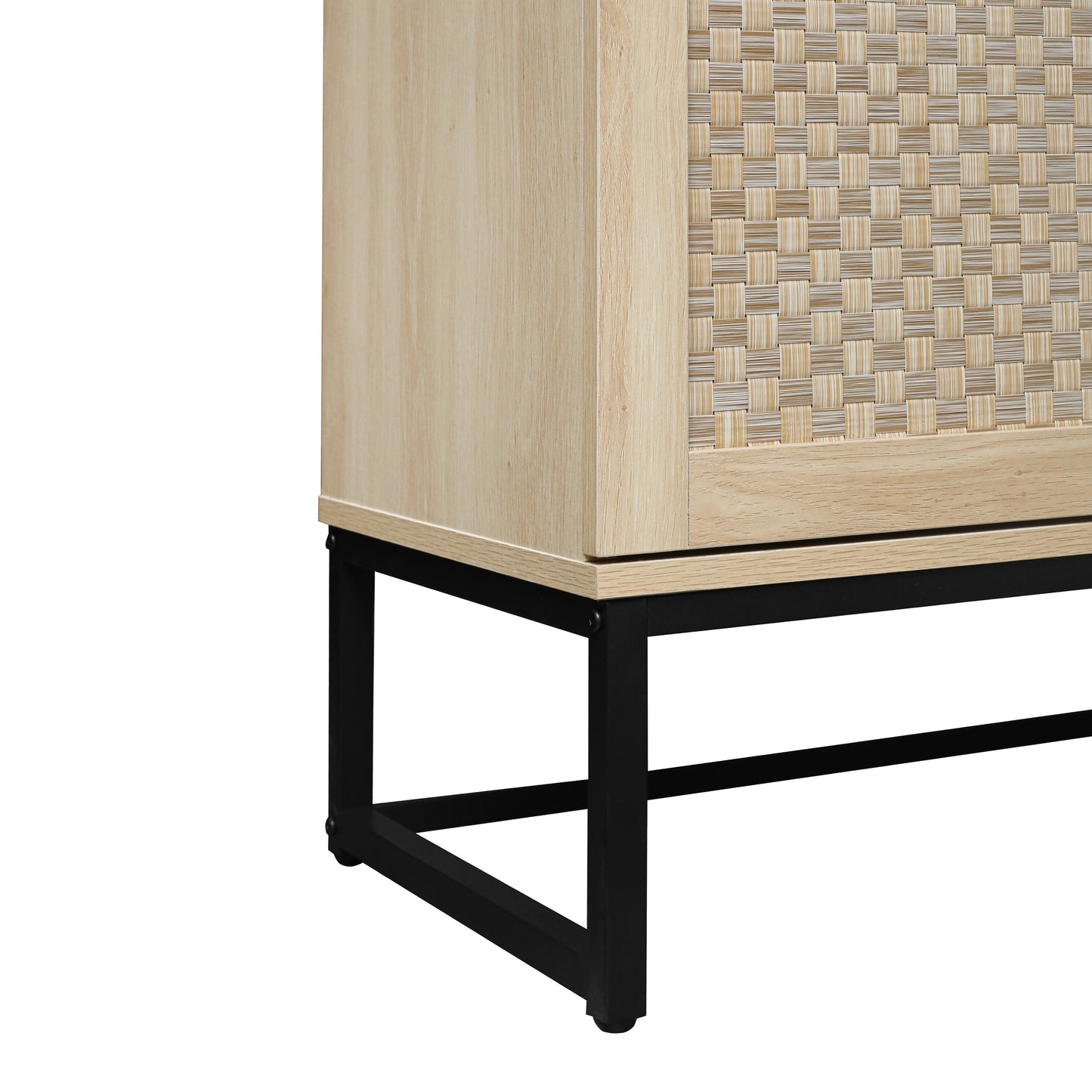 Luxury Rattan 4-Door Storage Cabinet - Large Sideboard Buffet with Elegant Design