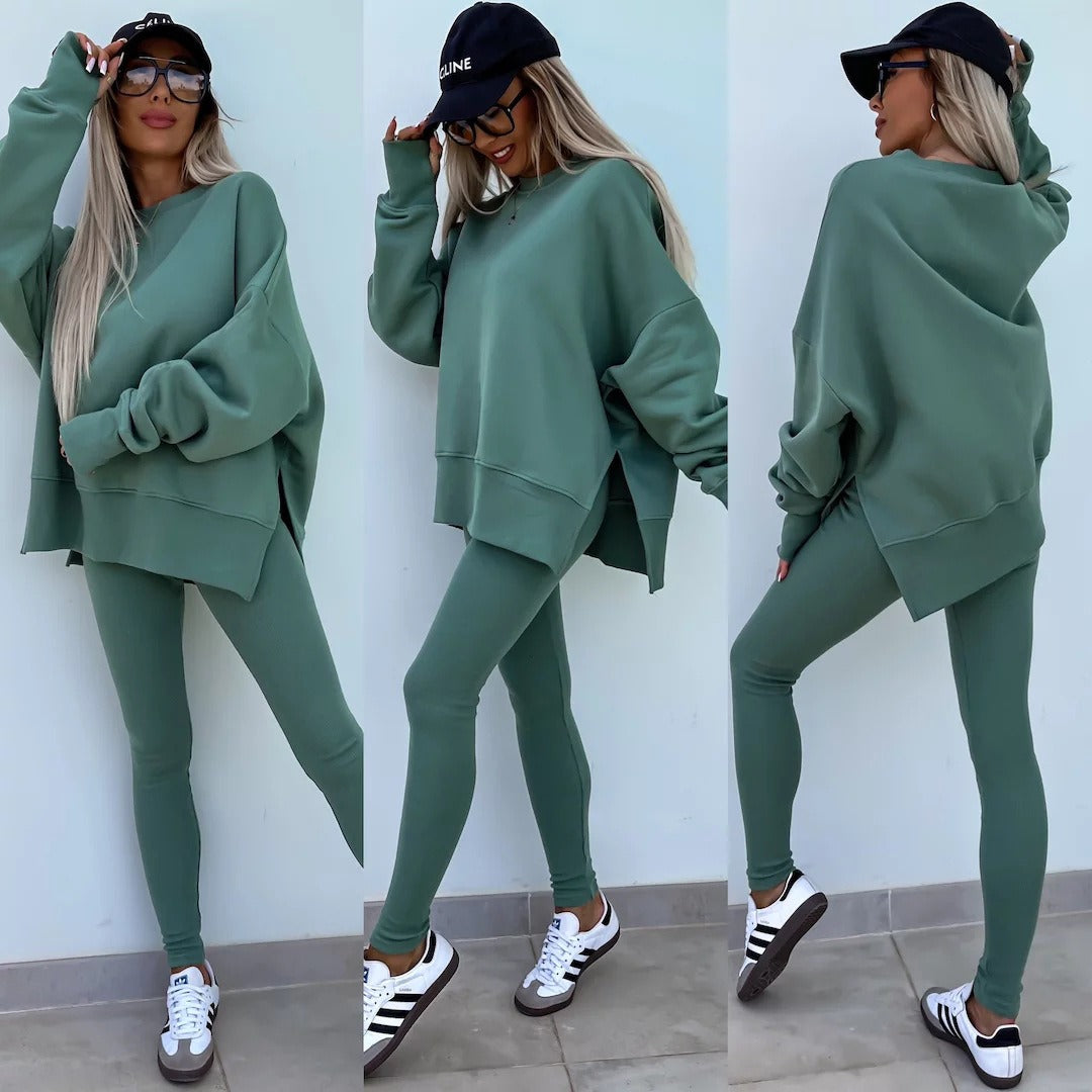 Women's Wear European and American Casual Tight Pants Loose Hoodie Set Two Piece Set eprolo