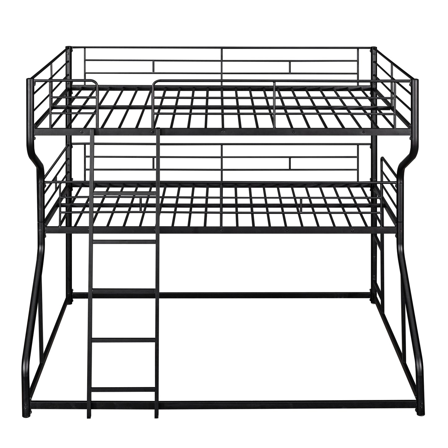 Full XL over Twin XL over Queen Size Triple Bunk Bed with Long and Short Ladder,Black eprolo