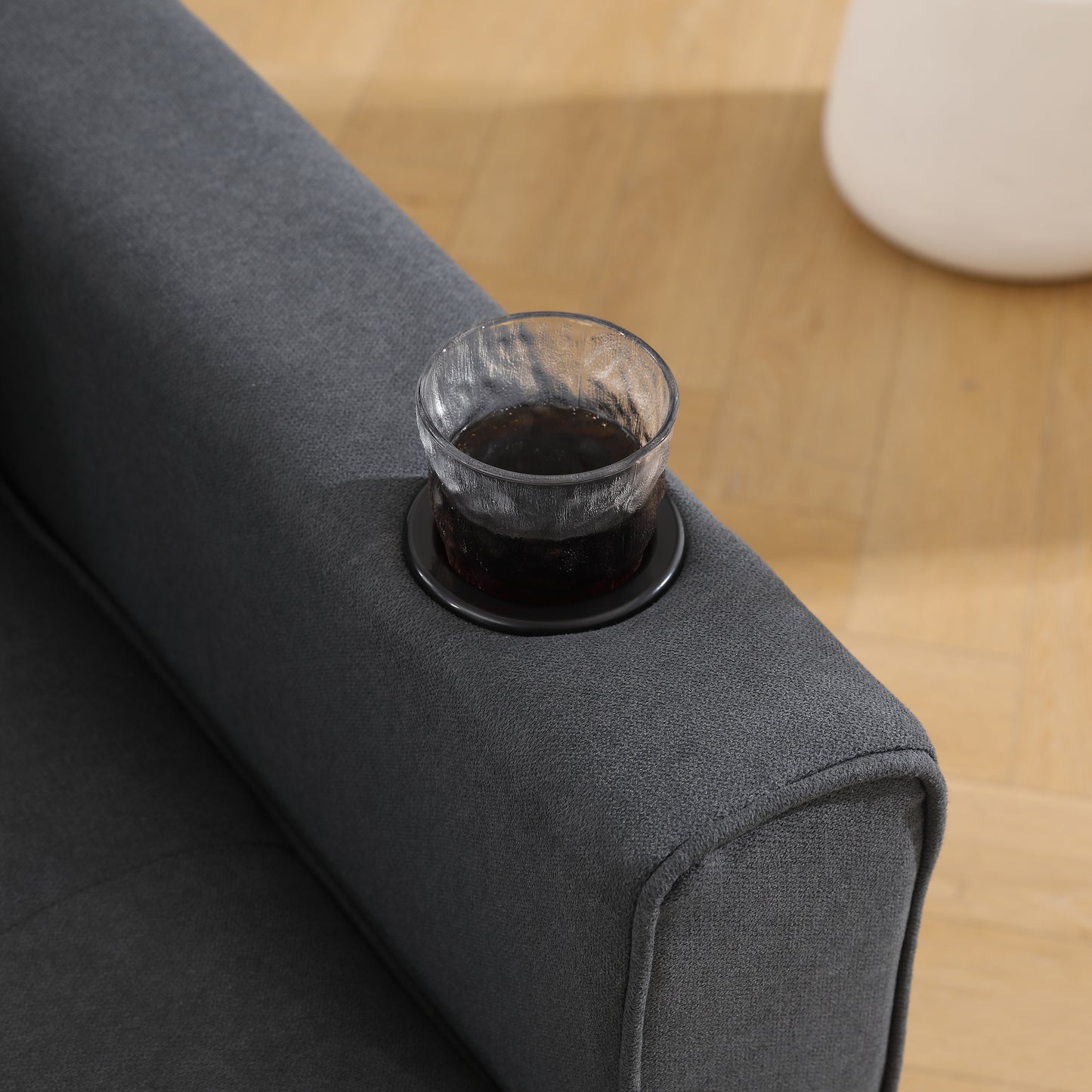 Three in one soft cushion cushion cushion sofa, folding mattress sofa bed, with side pockets and cup holder, dark gray eprolo