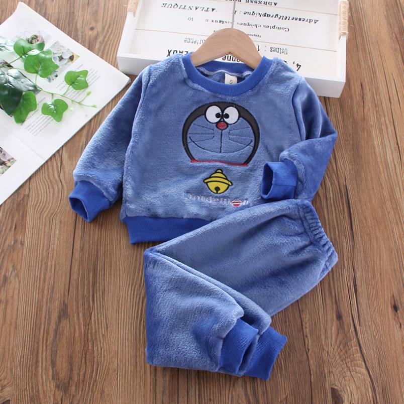 New Autumn Winter Baby Clothes Pajamas Sets Girls Pajamas Children Warm Flannel Fleece Catoon Bear Kids Sleepwear Home Suit 1-6Y eprolo