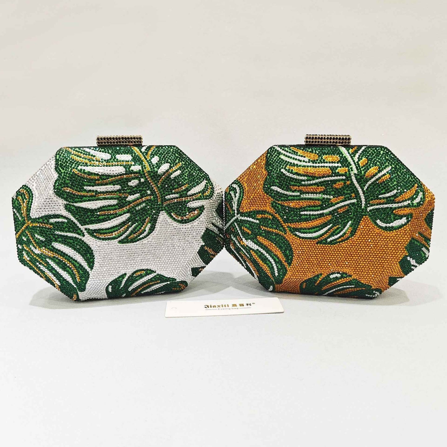 Green Leaf Diamond Handbag - Hot Dinner Handheld Bag with Chain