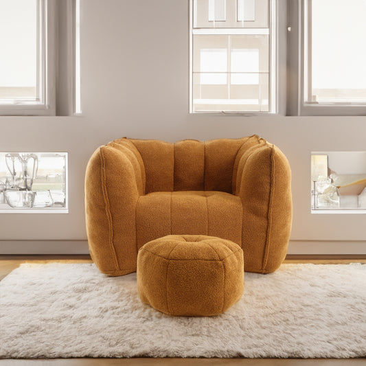 Soft Bean Bag Chair with High Resilient Foam(Chips)for living room and bedroom Comfortable Square Lazy Sofa with Footstool eprolo