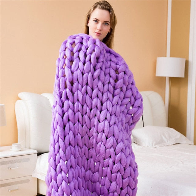 Sofa Cover Chunky Knitted Blankets Handmade Bedspreads Super Thick Yarn Merino Wool Soft Blanket Warm Winter Throw Blanket eprolo