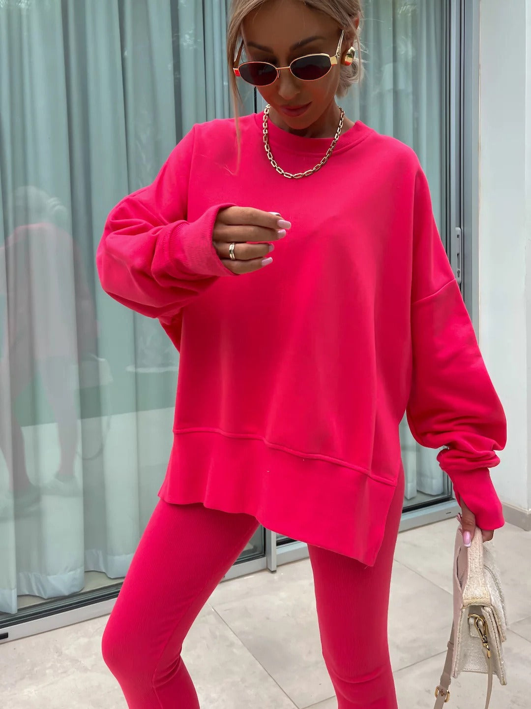 Women's Wear European and American Casual Tight Pants Loose Hoodie Set Two Piece Set eprolo