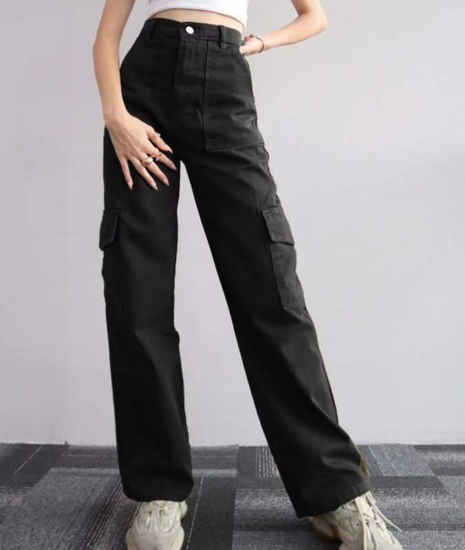 Versatile casual pants, mid-rise three-dimensional pocket trousers, waist-cinching overalls Shello's Creative Boutique