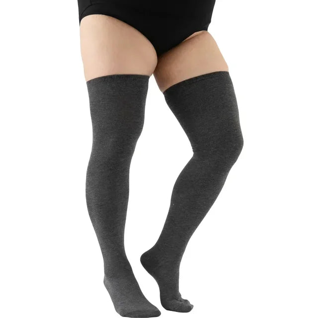 FREEAUCE Large Oversized Women Plus Size Thigh High Sock Striped Black Stockings Ladies Over Knee Long Socks Leg Warmers 5XL eprolo