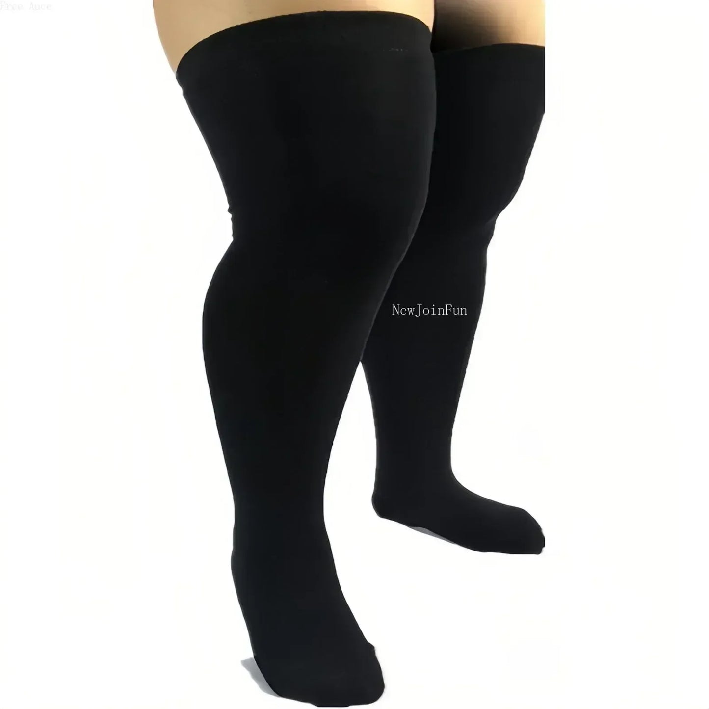 FREEAUCE Large Oversized Women Plus Size Thigh High Sock Striped Black Stockings Ladies Over Knee Long Socks Leg Warmers 5XL eprolo