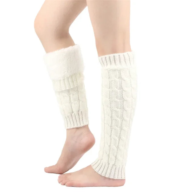 Fashion Women Knitted Leg Warmer Winter Warm Thermal Plush Leg Warmers Knee High Socks Boot Cuffs Streetwear 2024 eprolo