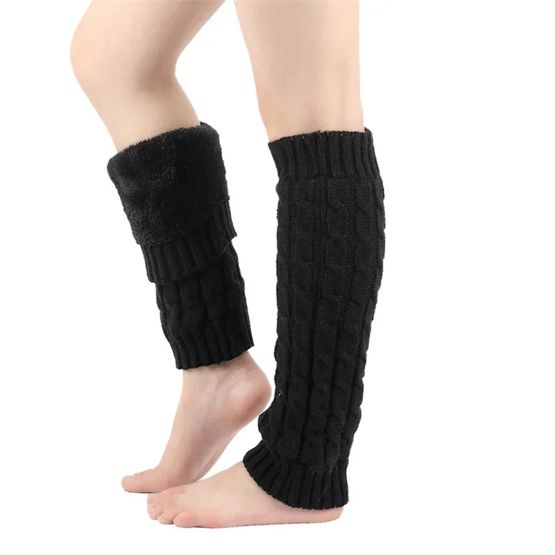 Fashion Women Knitted Leg Warmer Winter Warm Thermal Plush Leg Warmers Knee High Socks Boot Cuffs Streetwear 2024 eprolo