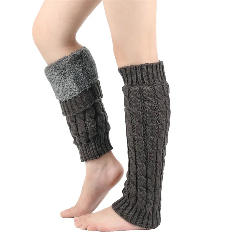 Fashion Women Knitted Leg Warmer Winter Warm Thermal Plush Leg Warmers Knee High Socks Boot Cuffs Streetwear 2024 eprolo