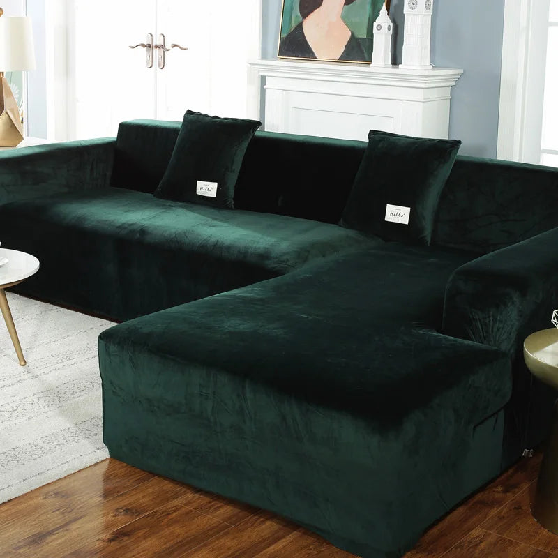 Plush Sofa Cover Velvet Elastic Leather Corner Sectional For Living Room Couch Covers Set Armchair Cover L Shape Seat Slipcovers eprolo